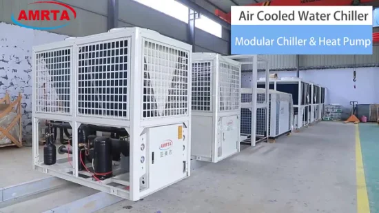 refrigeratore d'acqua raffreddato ad aria industriale con raffreddamento ad aria gratuito con inverter DC scroll modulare / glicole / latte / birrificio / commerciale / biogas con certificato CE
